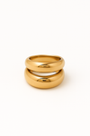 Anillo dorado Dos Lunas en acero inoxidable con baño de oro 18K