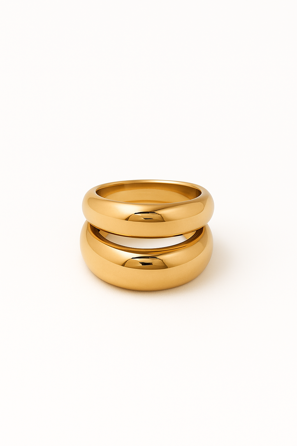Anillo dorado Dos Lunas en acero inoxidable con baño de oro 18K