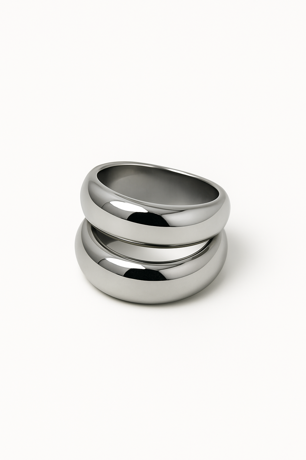 Anillo plateado Dos Lunas en acero inoxidable