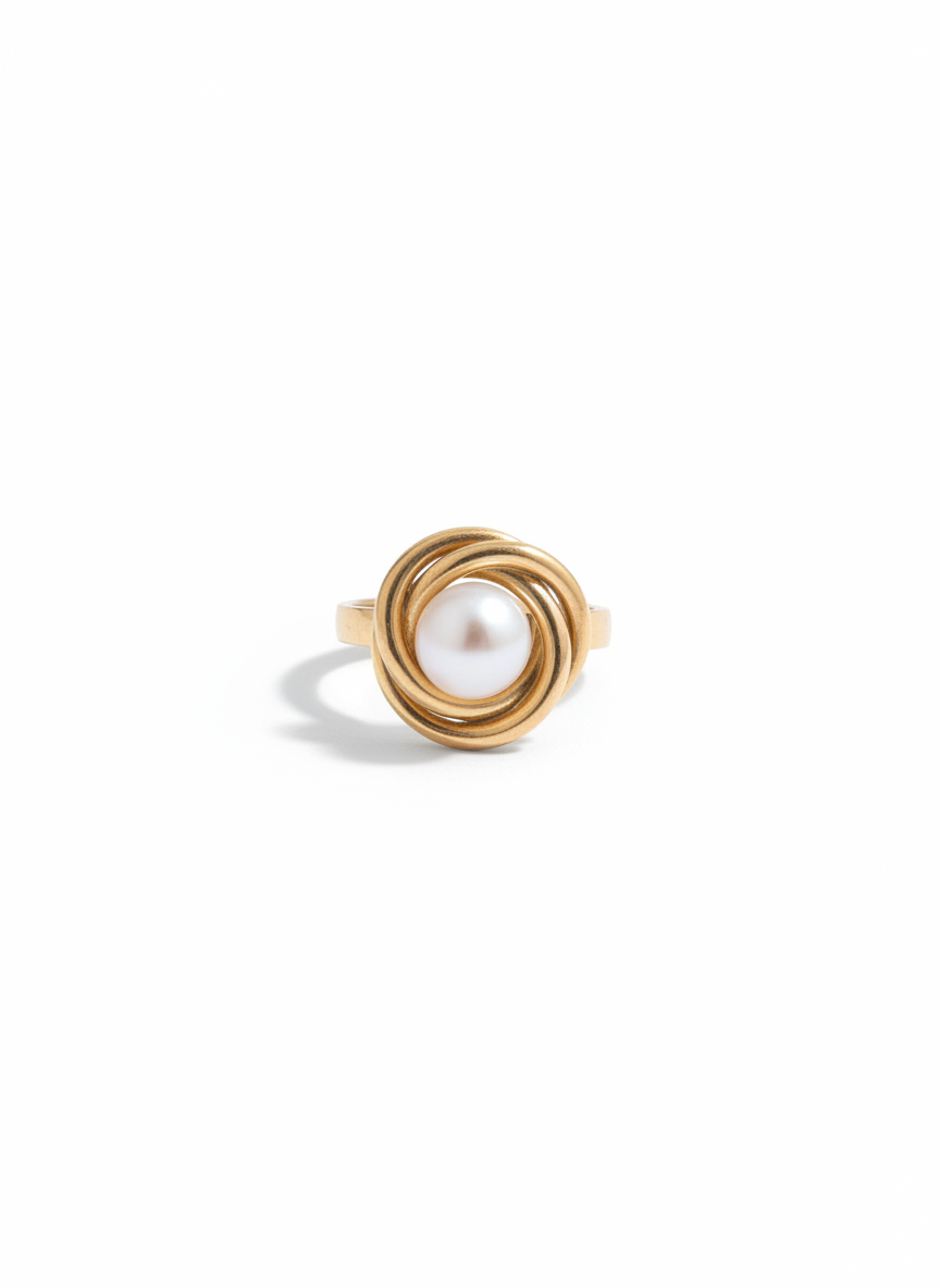 Anillo Nudo de Perla Aura (Talla 7)