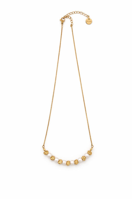 Collar Duna dorado en acero inoxidable con baño de oro 18K (PVD)