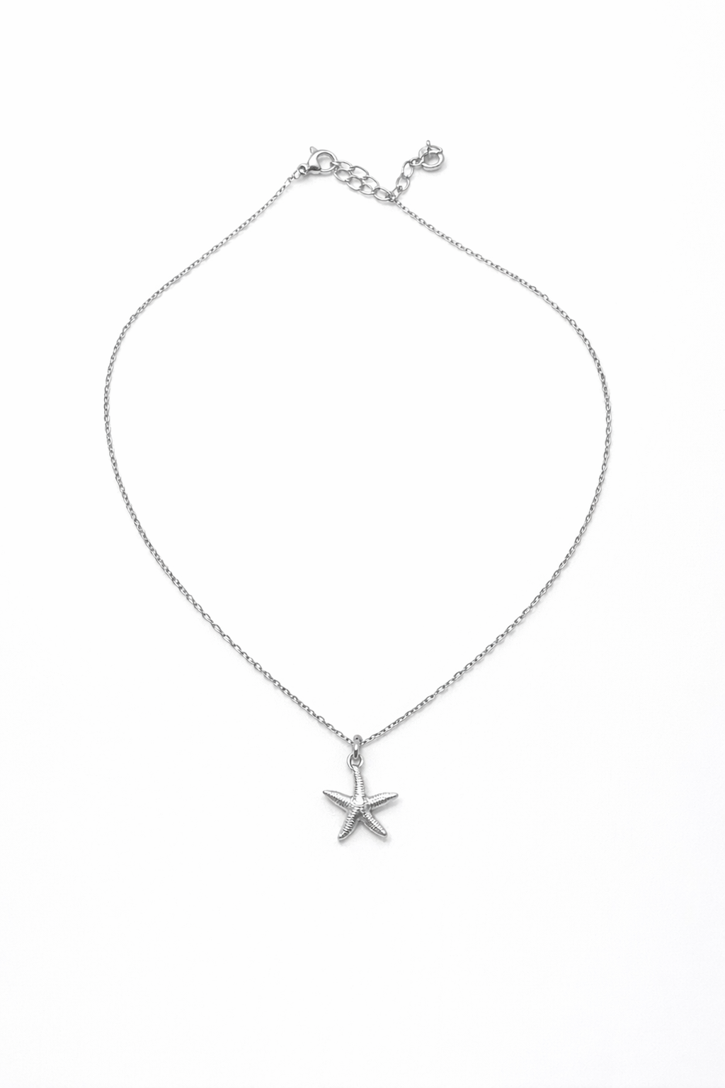 Collar de estrella de mar plateado con cadena fina para mujer