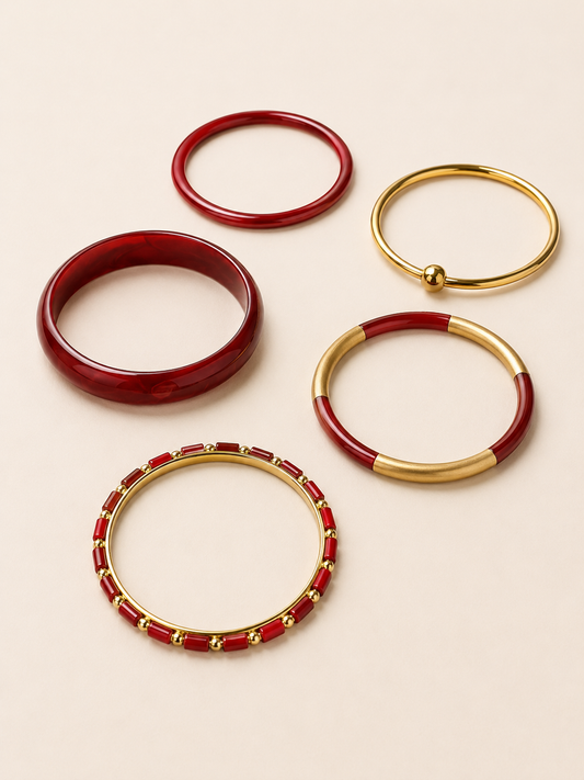 Pulseras del Set Calista BRAVATA en rojo y dorado