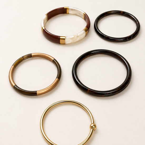 Pulseras del Set Maelis BRAVATA en marrón, dorado y efecto nácar