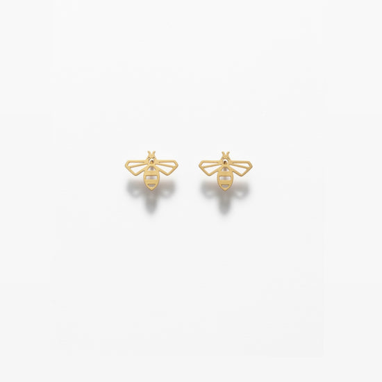 Pendientes mini dorados con silueta de abeja calada (modelo Abeja Mini)