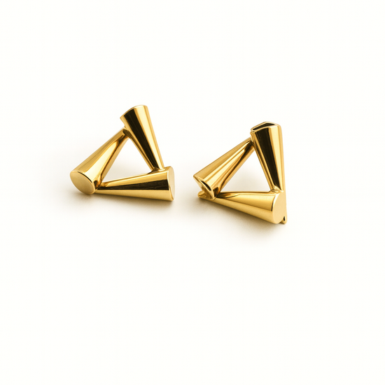 Pendientes Delta en acero inoxidable con baño de oro 18K o plateado (PVD)