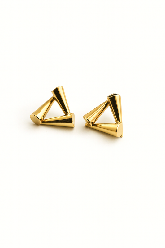 Pendientes Delta en acero inoxidable con baño de oro 18K o plateado (PVD)