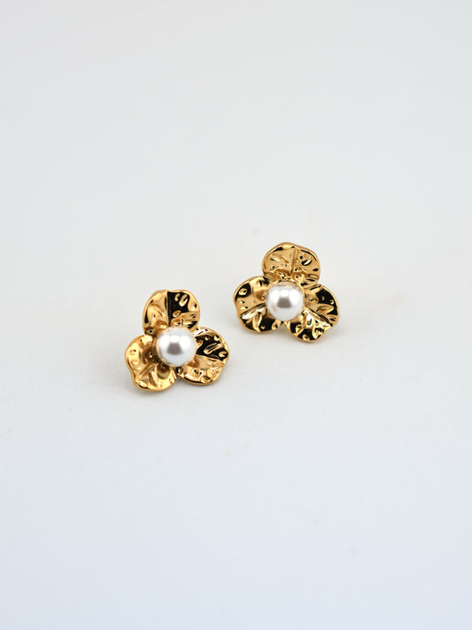 Pendientes Flor de Marea dorados en acero inoxidable con baño de oro 18K (PVD)