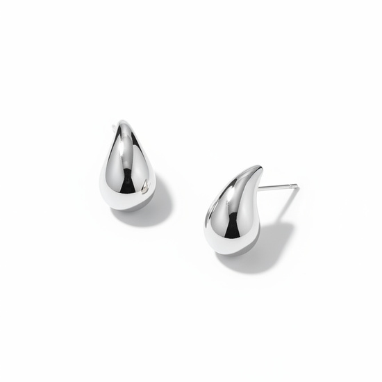 Pendientes tipo gota efecto espejo, disponibles en plata (modelo Gota Espejo)