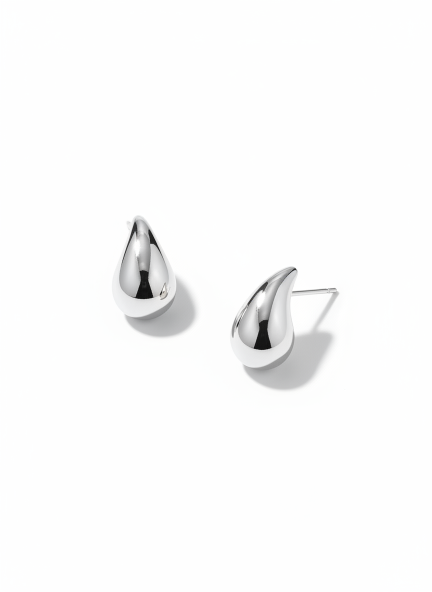 Pendientes tipo gota efecto espejo, disponibles en plata (modelo Gota Espejo)