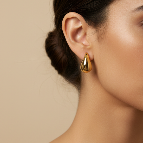 Pendientes tipo gota efecto espejo, disponibles en dorado (modelo Gota Espejo)