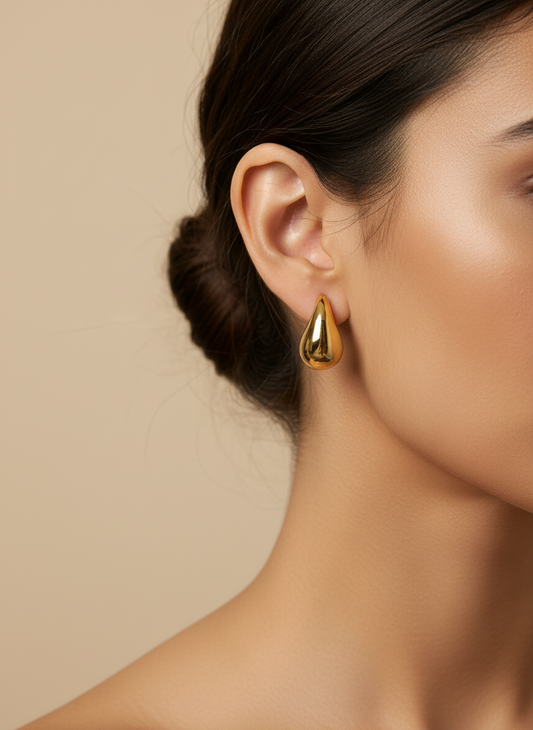 Pendientes tipo gota efecto espejo, disponibles en dorado (modelo Gota Espejo)