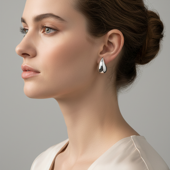 Pendientes tipo gota efecto espejo, disponibles en plata (modelo Gota Espejo)
