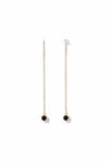 Pendientes de cadena dorados con circonita (negra) y barrita final (modelo Lumen Cadena)