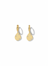 Aros dorados con colgante de gota pulida y tres circonitas blancas (modelo Gota Constelación)