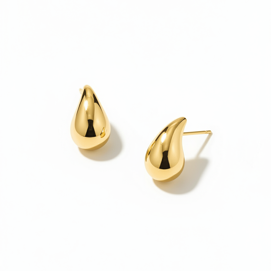 Pendientes tipo gota efecto espejo, disponibles en dorado (modelo Gota Espejo)