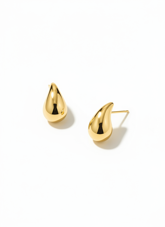 Pendientes tipo gota efecto espejo, disponibles en dorado (modelo Gota Espejo)