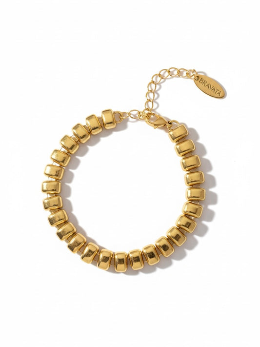 Pulsera DUNA Dorada de cuentas metálicas con alargador