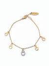 Pulsera dorada con herraduras colgantes y charm central con circonitas en acero con baño de oro 18K 