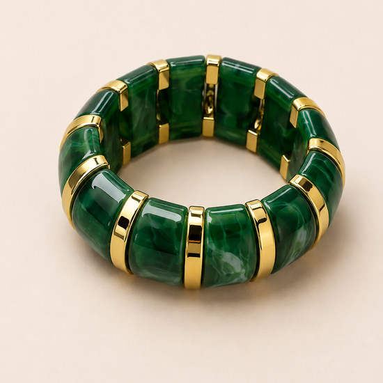 Pulsera Veridia BRAVATA verde con detalles dorados