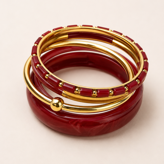 Set de Pulseras Calista BRAVATA en rojo y dorado