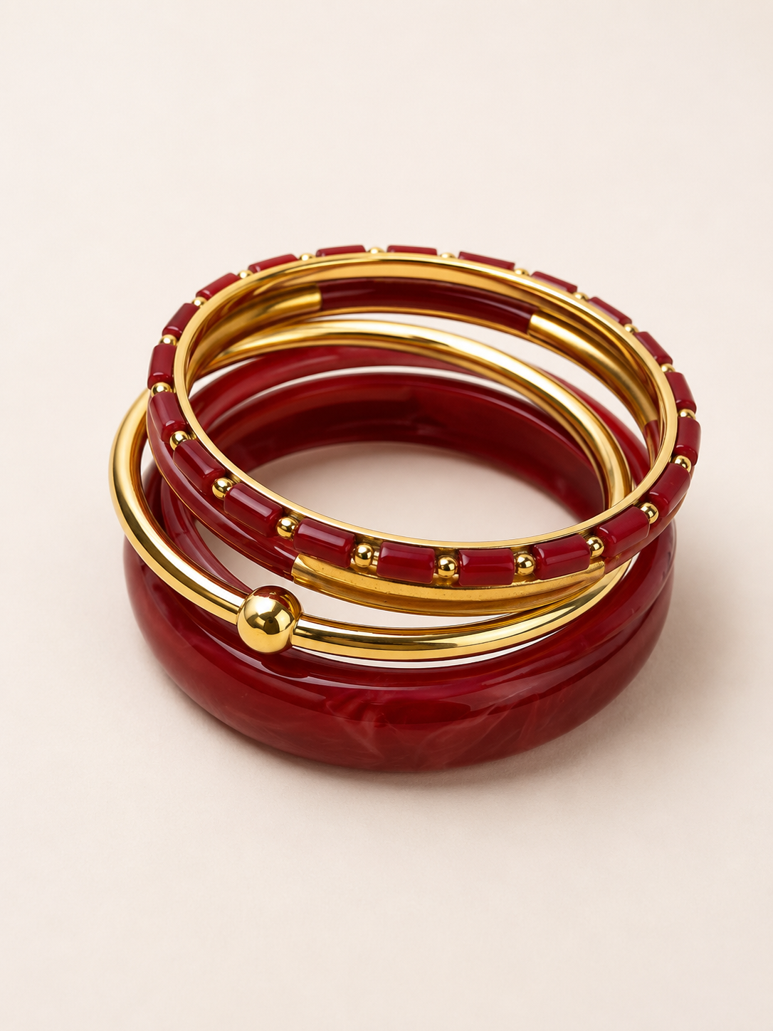 Set de Pulseras Calista BRAVATA en rojo y dorado