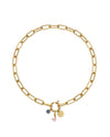 Collar de cadena gruesa dorada con charms y corazón Bravata