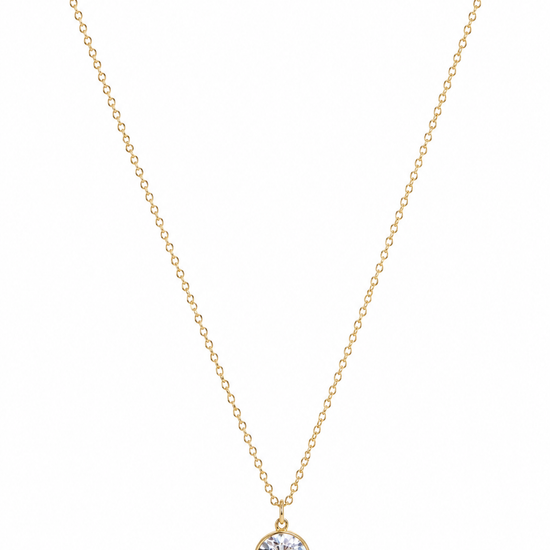 Collar dorado para mujer con colgante redondo de circonita brillante de BRAVATA