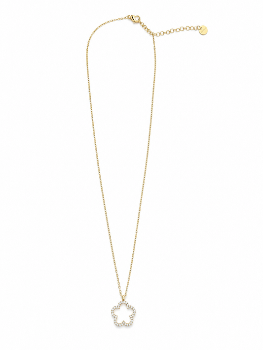 Collar Clover dorado de cadena fina con colgante de trébol de circonitas de BRAVATA.