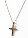 Collar dorado con cruz de circonitas multicolor para mujer de BRAVATA