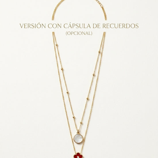 Collar doble dorado con colgantes y opción de cápsula de recuerdos Bravata