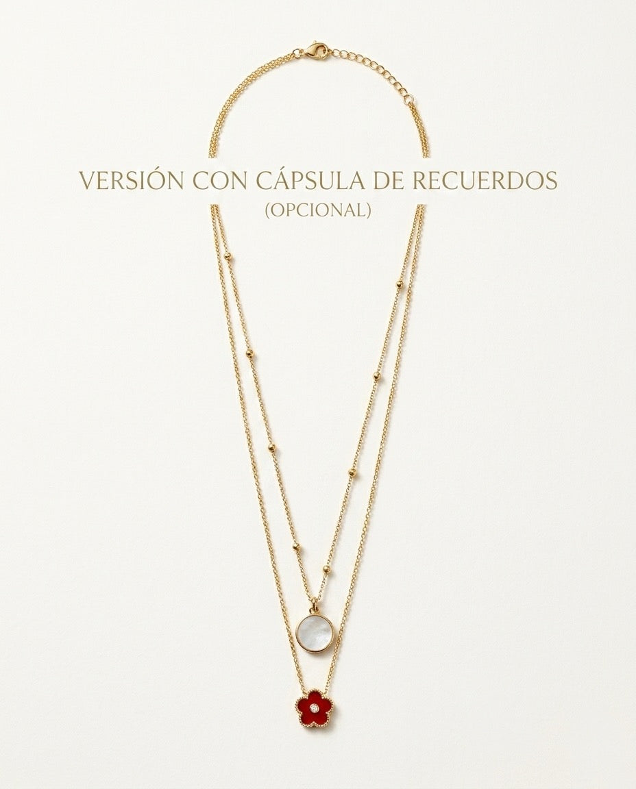 Collar doble dorado con colgantes y opción de cápsula de recuerdos Bravata