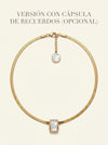 Collar dorado de cadena plana con colgante rectangular y opción de cápsula de recuerdos Bravata