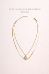 Collar dorado de doble cadena con cápsula de recuerdos Bravata opcional