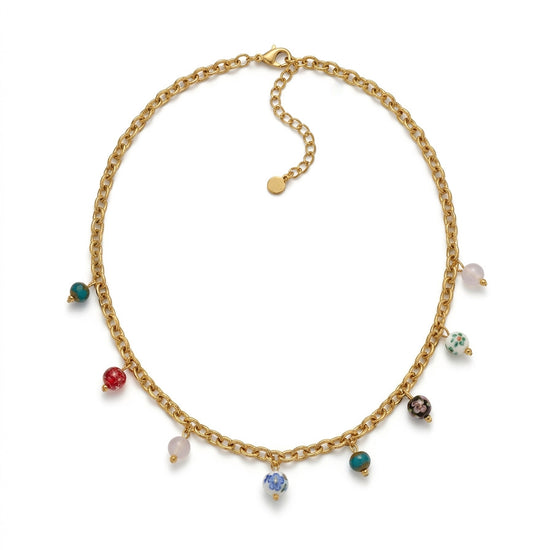Collar dorado con colgantes de colores Bravata