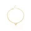 Collar dorado minimalista con piedra blanca rectangular para mujer