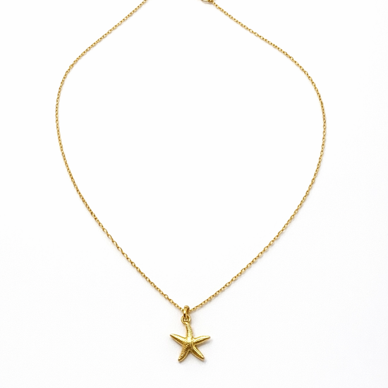 Collar de estrella de mar dorado con cadena fina para mujer