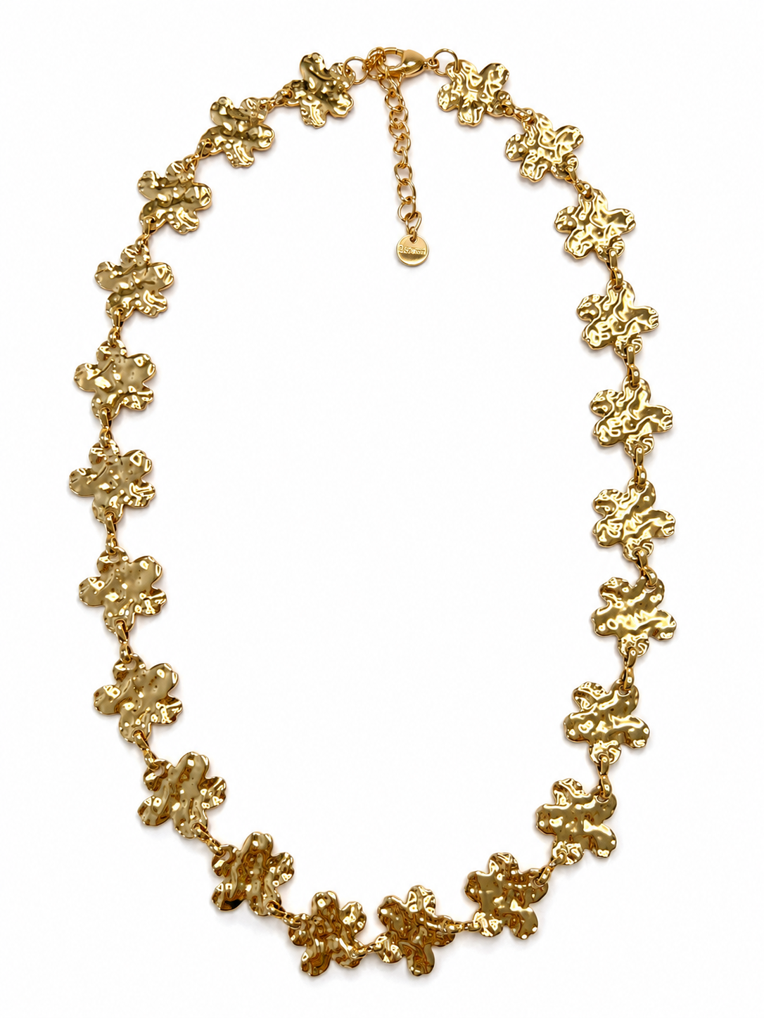 Collar Fiorella dorado con flores irregulares de acabado texturizado y cadena ajustable de BRAVATA.