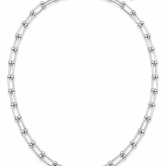 Collar Kael plateado con eslabones rectangulares y cierre ajustable de BRAVATA.