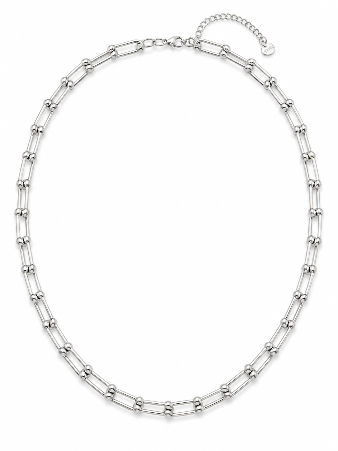 Collar Kael plateado con eslabones rectangulares y cierre ajustable de BRAVATA.