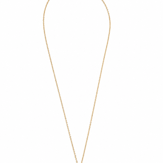 Collar Lúa dorado de cadena fina con colgante circular de piedra blanca de BRAVATA.