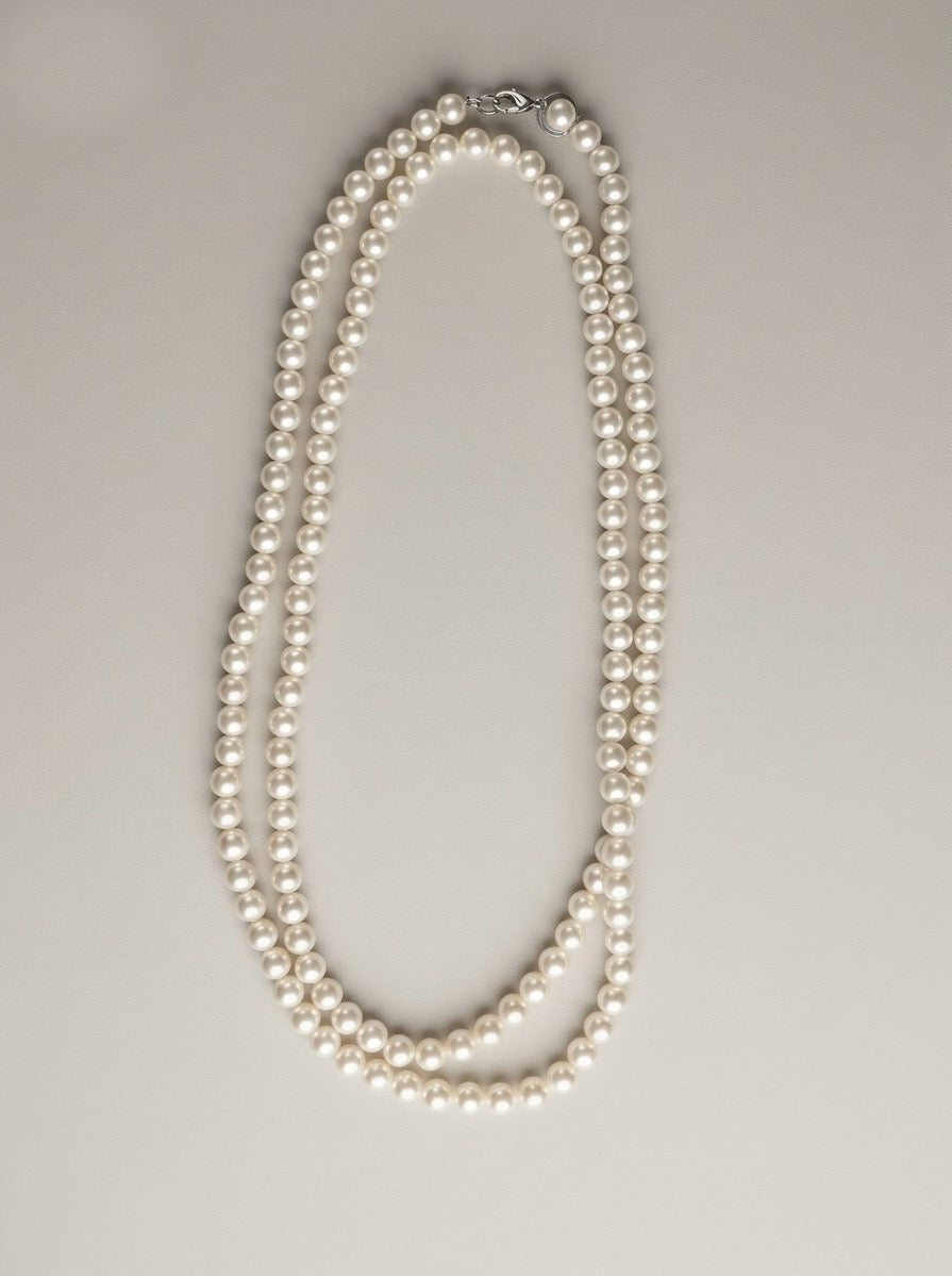 Collar de perlas doble vuelta para mujer diseño elegante y clásico Bravata