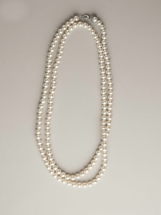 Collar de perlas doble vuelta para mujer diseño elegante y clásico Bravata