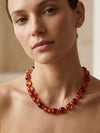 Collar dorado con piedras rojas elegantes estilo sofisticado Bravata