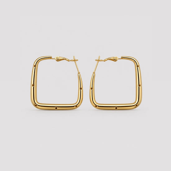 Pendientes cuadrados dorados de acero inoxidable para mujer de BRAVATA