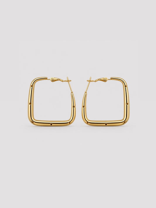 Pendientes cuadrados dorados de acero inoxidable para mujer de BRAVATA