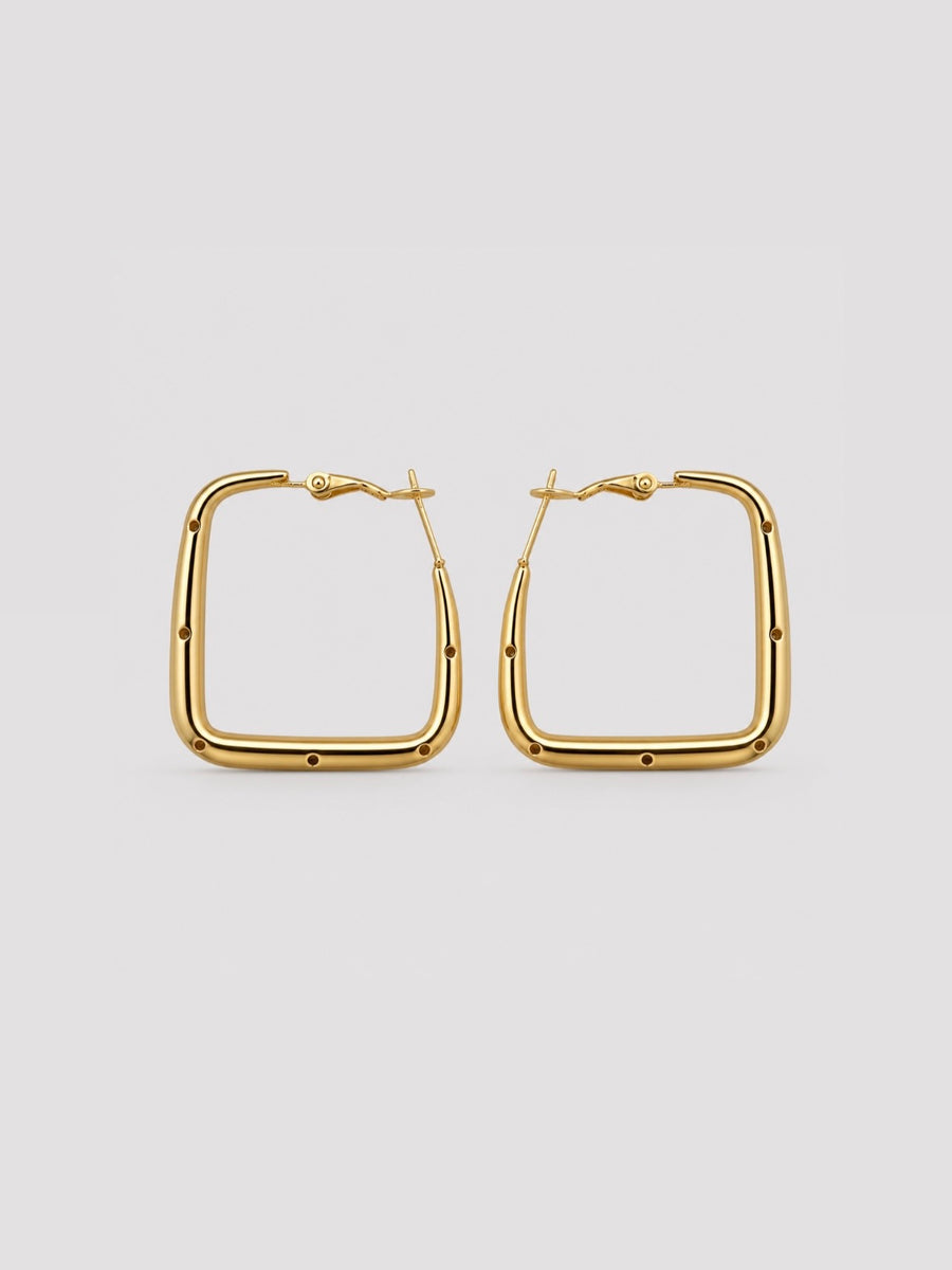 Pendientes cuadrados dorados de acero inoxidable para mujer de BRAVATA
