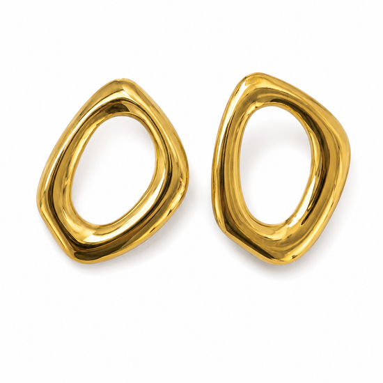 Pendientes geométricos dorados de diseño orgánico para mujer de BRAVATA