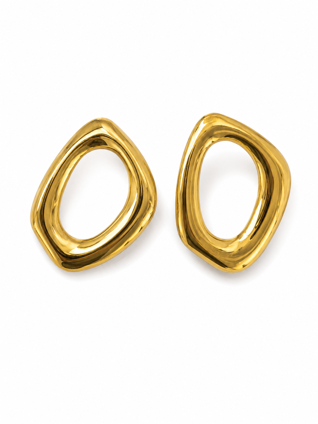 Pendientes geométricos dorados de diseño orgánico para mujer de BRAVATA