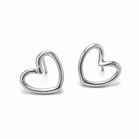 Pendientes Lyssa plateados con diseño de corazón abierto BRAVATA